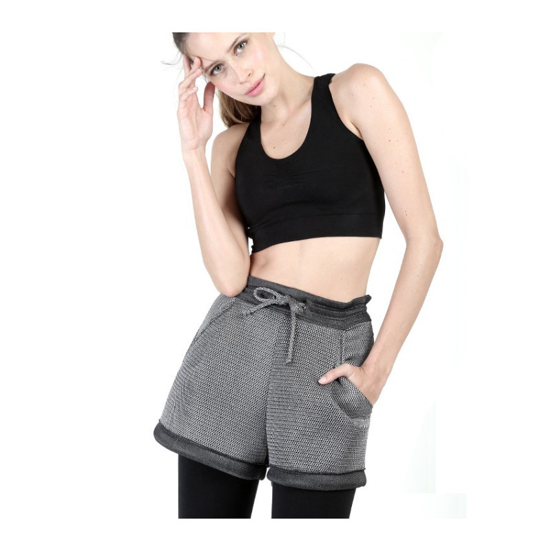  Short court en mesh 3D argenté   Noir et Argent